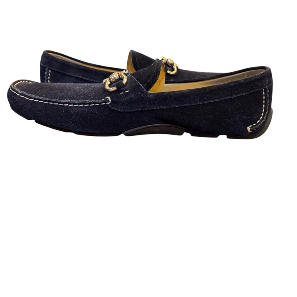 Salvatore Ferragamo Men’s Parigi Navy Blue Suede Driving Loafers Sz 13 - Picture 7 of 13